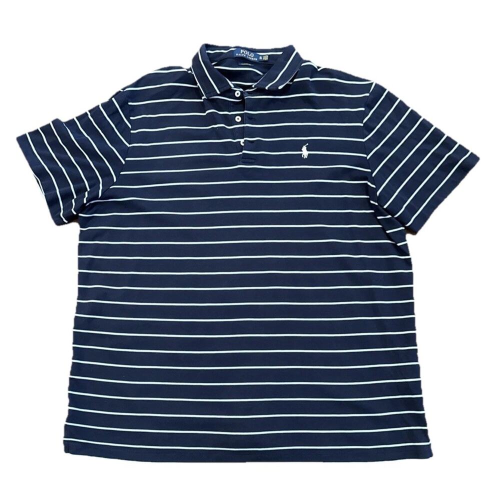 Polo Ralph Lauren Classic Fit Polo Shirt Men's Medium Navy With White Stripes XL